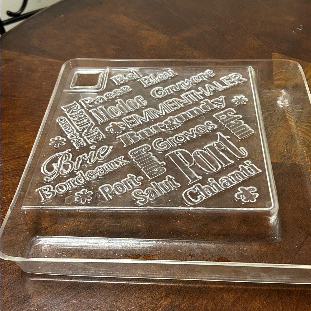 Vintage Grainware Lucite Cheese and Cracker Tray with Toothpick Holder